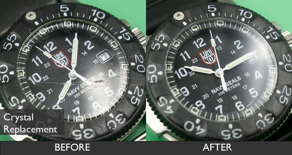 BEFORE AND AFTER CRYSTAL REPLACEMENT FOR LUMINOX