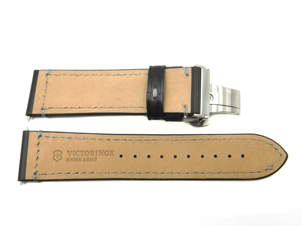 Genuine Swiss Army AirBoss Black Smooth Leather 23mm Watch Strap image