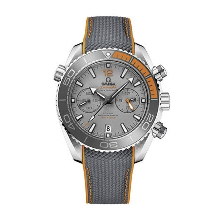 Omega 22mm Planet Ocean Grey Orange Rubber Strap image