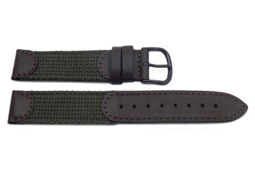 Genuine Swiss Army Large Brown & Olive Green Nylon and Leather 18mm Watch Band