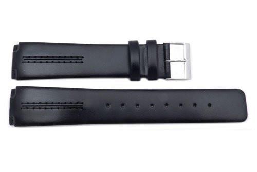 Genuine Skagen Black Leather 20mm Mens Watch Band with Black Stitching - Installs with screws