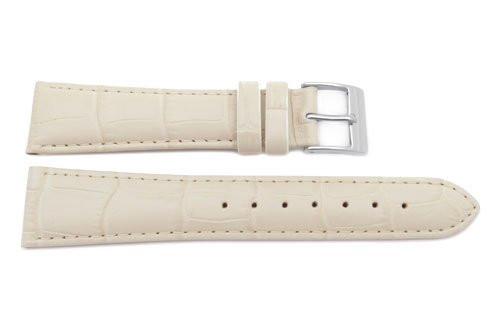 Genuine Leather Alligator Grain Textured Beige Matte Watch Band