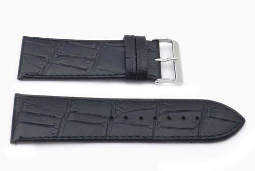 Genuine Leather Alligator Grain Embossed Flat Padded Watch Strap