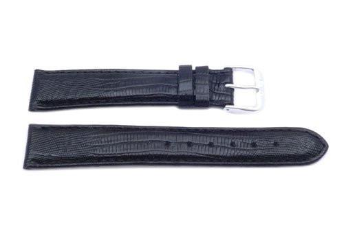 Genuine Leather Black Lizard Grain Long Watch Band