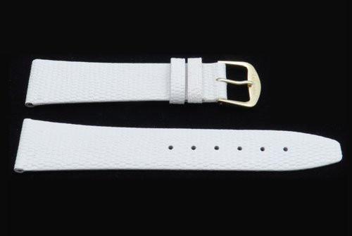 White Genuine Leather Lizard Grain Watch Band