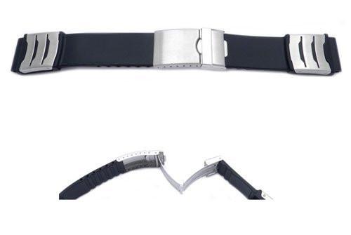 Black Rubber Citizen Style Watch Band With Deployment Buckle