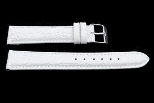 White Crocodile Grain Leather Watch Strap