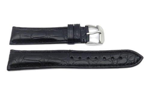 Hadley Roma Black Genuine Alligator Medium Padding Watch Band