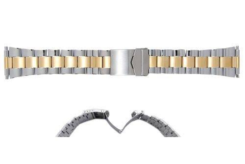 Hadley Roma Mens Wide Link Dual Tone Stainless Steel Watch Bracelet