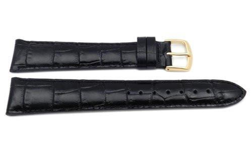 Hadley Roma Black Genuine Italian Calfskin Alligator Grain Watch Strap