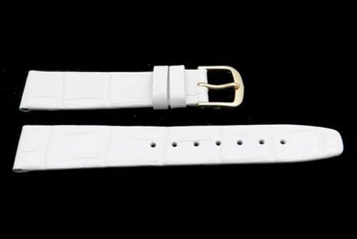 Hadley Roma White Ladies Alligator Grain Flat Watch Strap