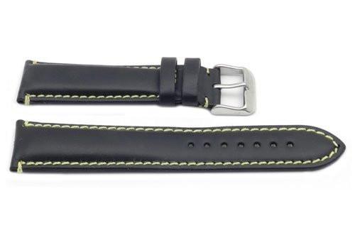 Hadley Roma Black and Yellow Mens Oil Tan Leather Watch Band