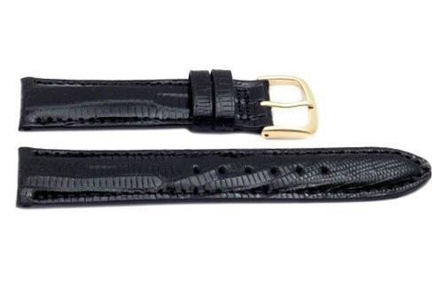 Hadley Roma Black Genuine Teju Lizard Hypo Allergenic 15mm Watch Band