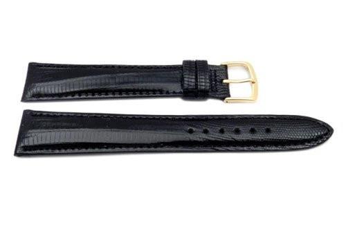 Hadley Roma Long Black Genuine Teju Lizard Hypo Allergenic Watch Band