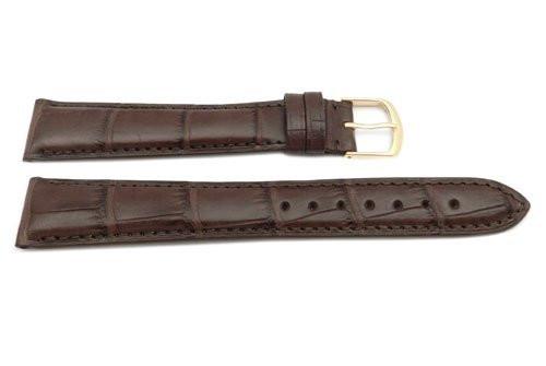 Hadley Roma Genuine Matte Alligator Cartier Style Brown Watch Band