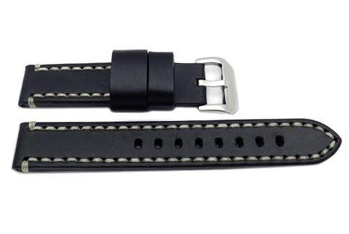 Hadley Roma Genuine Saddle Leather Black Extra Heavy Padded Watch Band