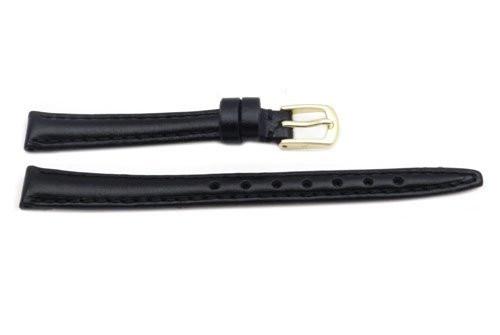 Hadley Roma Black Ladies Genuine Leather Thin Hypo Allergenic Watch Band