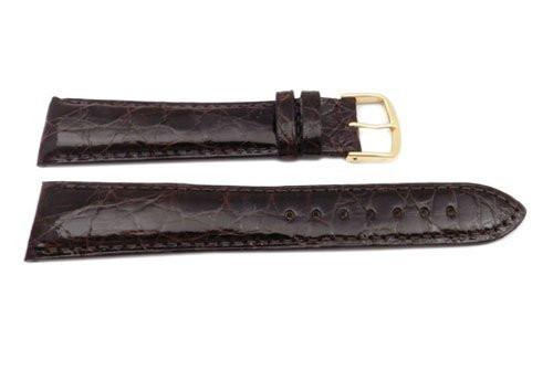 Hadley Roma Cartier Style Genuine Crocodile Brown Leather Long Watch Strap