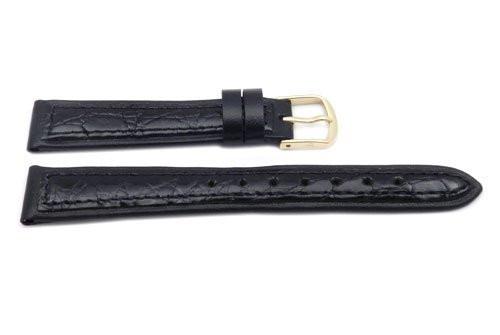 Hadley Roma Black Genuine Crocodile Thin Ladies Watch Strap