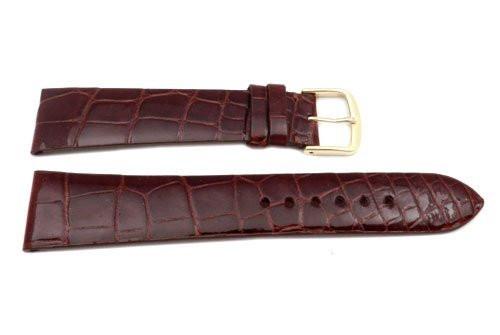 Hadley Roma Chestnut Glossy Patek Style Genuine Alligator Leather Watch Strap