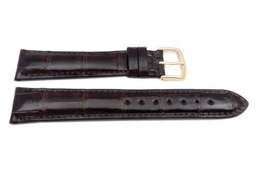 Hadley Roma Genuine Shiny Alligator Cartier Style Brown Watch Band