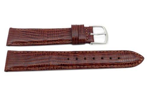 Genuine Leather Lizard Grain Brown Semi-Gloss Watch Band