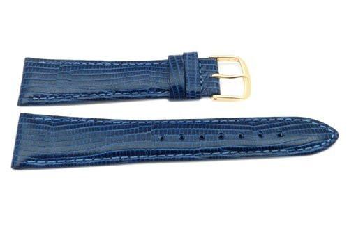 Genuine Leather Round Lizard Grain Blue Matte Watch Band