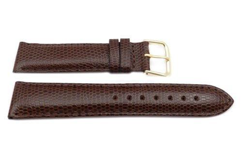 Genuine Leather Round Lizard Grain Brown Matte Watch Band