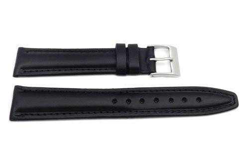 Genuine Smooth Leather Matte Black Watch Strap