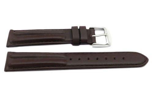 Genuine Smooth Leather Matte Dual Twin Padded Brown Watch Strap