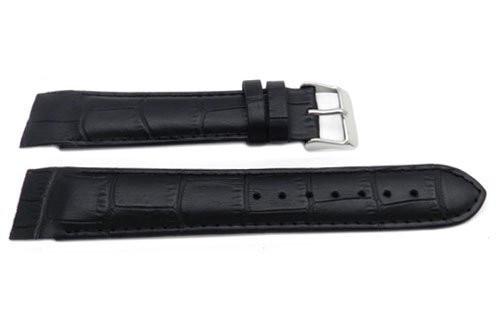 Genuine Leather Textured Alligator Grain Black Matte Watch Strap