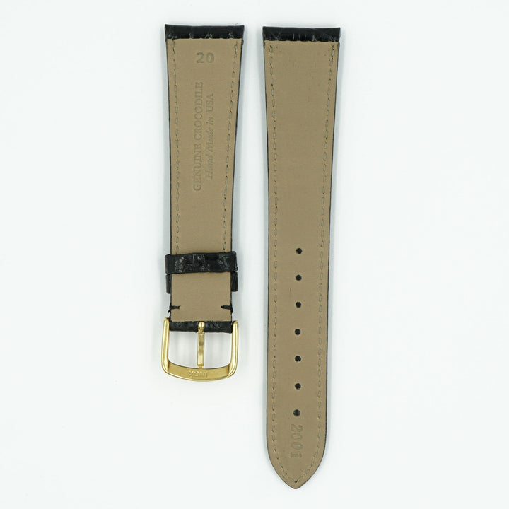 Caiman Padded Black Crocodile Leather Watch Strap image