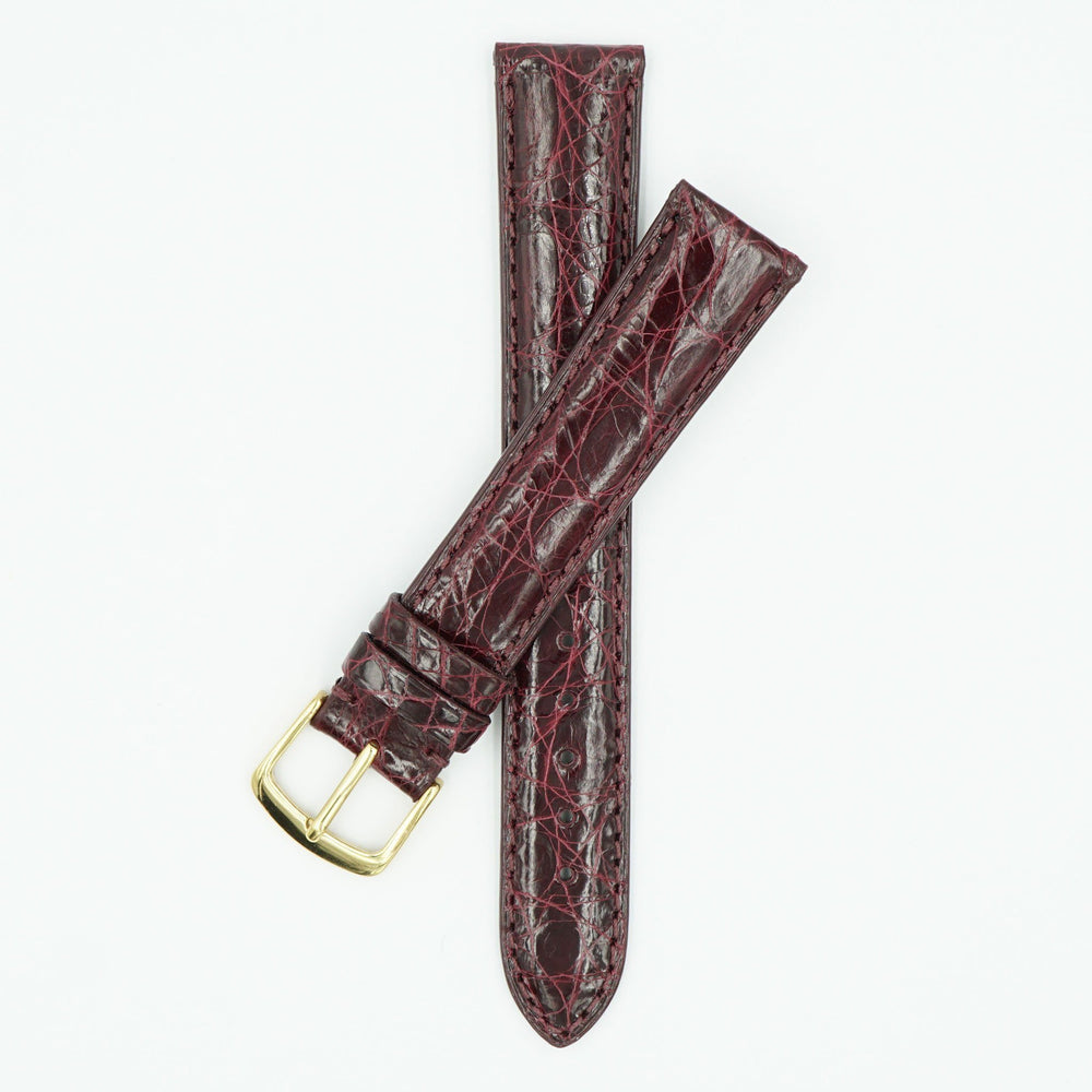 Caiman Padded Burgundy Crocodile Watch Band image