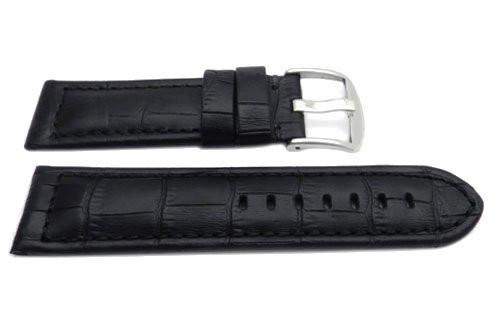 Genuine Leather Alligator Grain Black Matte Watch Strap