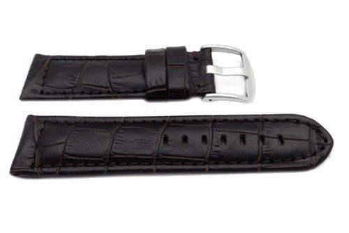 Genuine Leather Alligator Grain Brown Matte Watch Strap