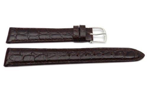 Genuine Leather Crocodile Grain Brown Semi-Gloss Watch Strap