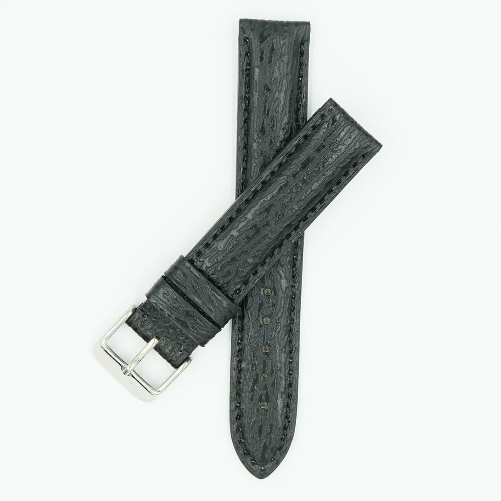 Shark Skin Black Leather Watch Strap image