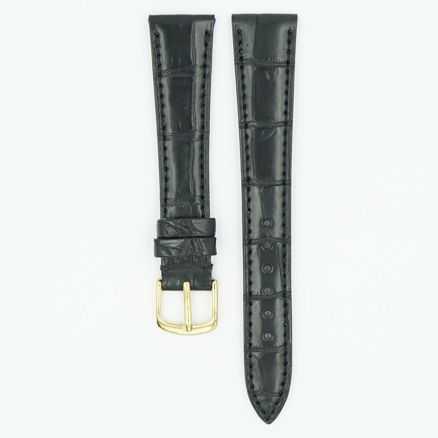 Vintage Matte Black Alligator Watch Strap image