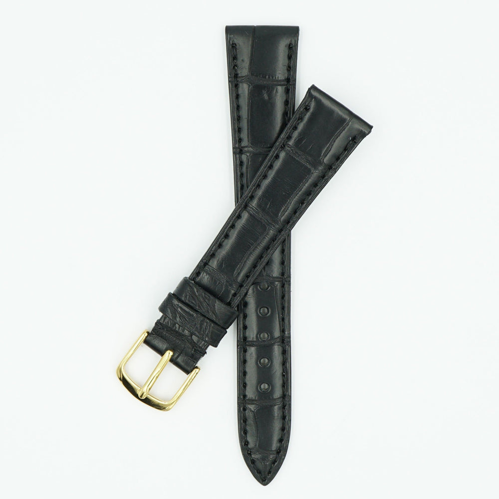 Vintage Matte Black Alligator Watch Strap image