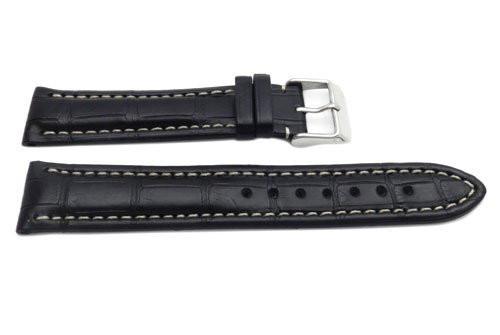 Hadley Roma Black Genuine Matte Alligator Breitling Style Watch Band