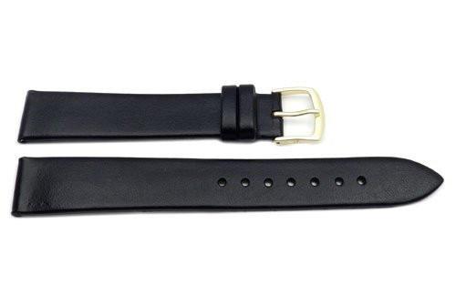 Hadley Roma Black Mens' Genuine Calfskin Flat Watch Strap