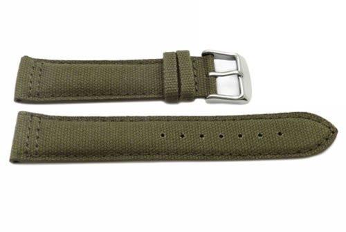 Hadley Roma Olive Genuine Canvas Material Cut Edge Watch Strap