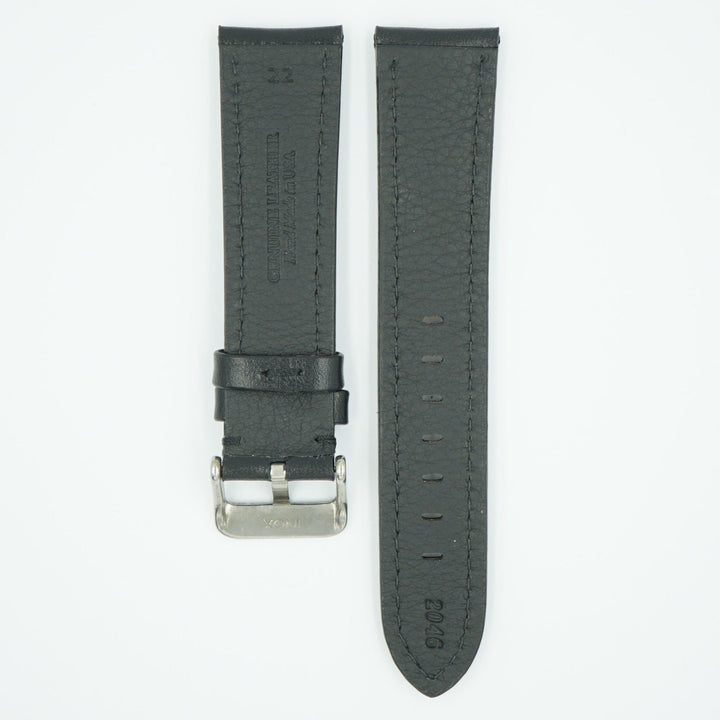 The Collection Polished Italian Leather Watch Strap - Black image