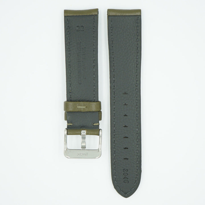 The Collection Polished Italian Leather Watch Strap - Olive image