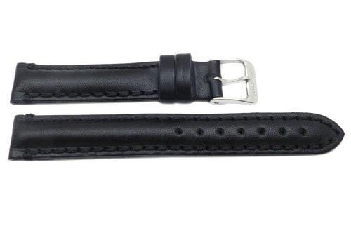 Genuine Swiss Army Black Smooth Leather 15mm Officer's Dress Watch Band