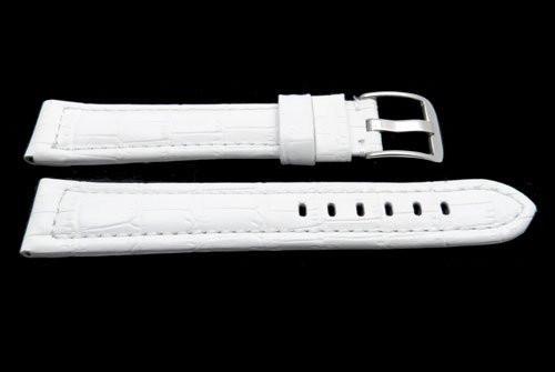 Genuine Italian Crocodile Grain White Leather Extra Long Watch Band