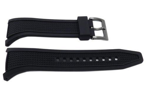 Seiko Black Rubber Tapered Edge Black Metal Buckle Watch Strap