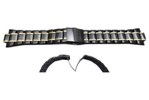 Seiko Dual Tone Black and Gold Stainless Steel Fold-Over Push Button Clasp Watch Bracelet