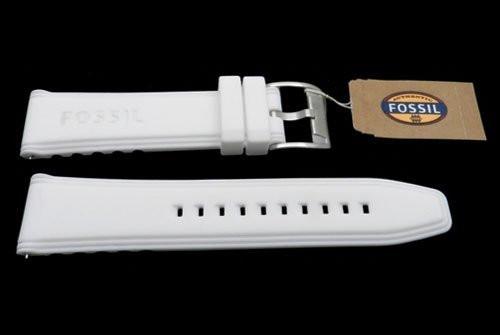 Fossil White Silicone Logo Imprinted 22mm Watch Strap