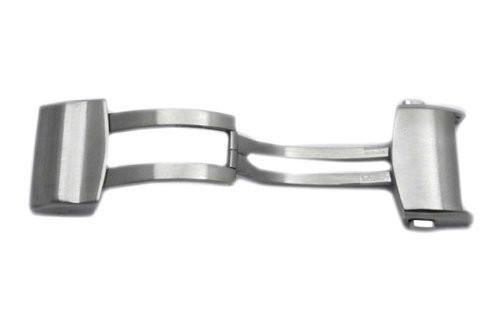 Hadley Roma Silver Tone Stainless Steel Locking Push Button Adjustable Deployment Buckle